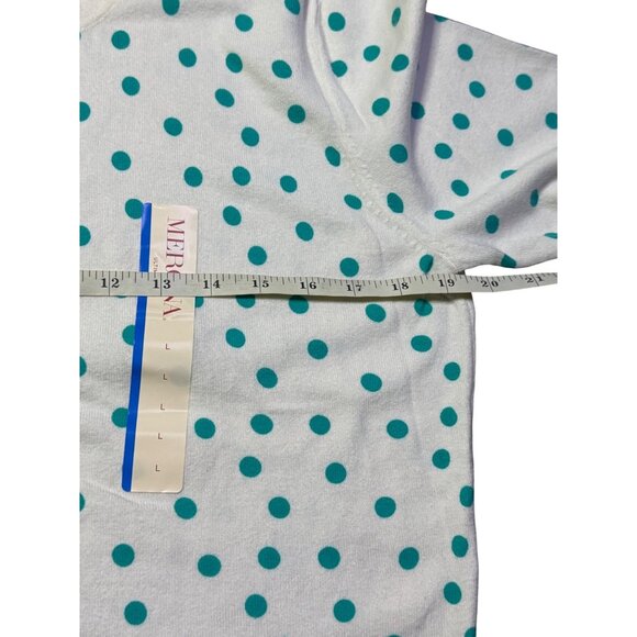 Merona White & Teal Polka Dot Cardigan Sweater Women Large Long Sleeve NWT - Picture 13 of 16